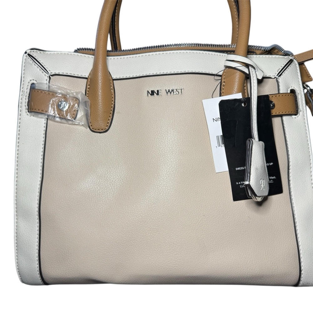 ✨ Nine West Structured Satchel / Crossbody – Neutral Colorblock – NWT ✨